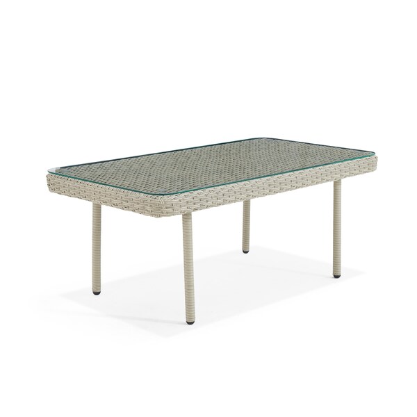 Alaterre Furniture Windham All-Weather Wicker Outdoor 42"L Coffee Table with Glass Top AWWA03AA - main